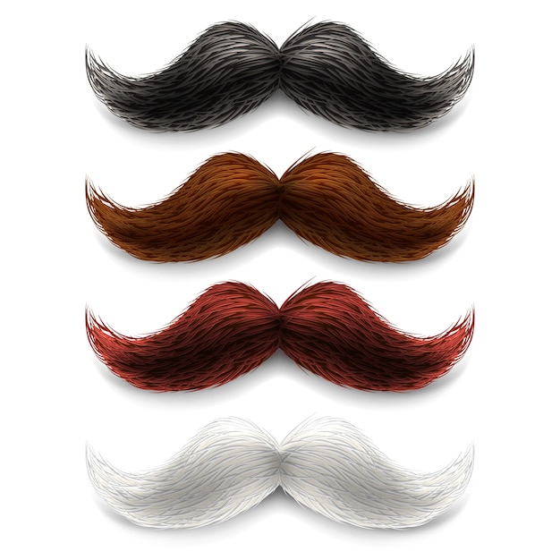 Vector gratuito conjunto de colores de bigotes falsos