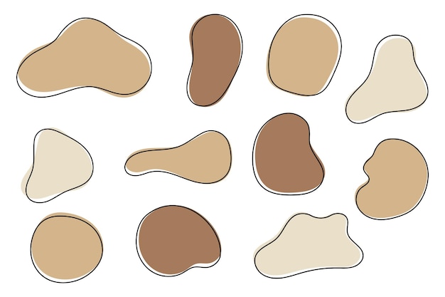 Conjunto de colores bronceados de formas líquidas abstractas