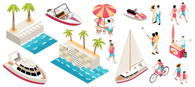 Conjunto de colores de mar de vacaciones