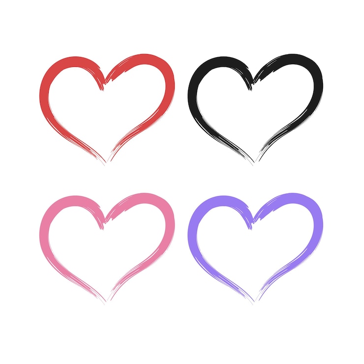 Vector gratuito conjunto de colores múltiples para el corazón de pintura