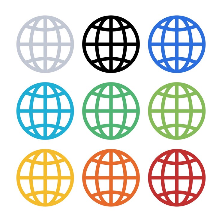 Vector gratuito conjunto de colores múltiples de la cuadrícula del globo