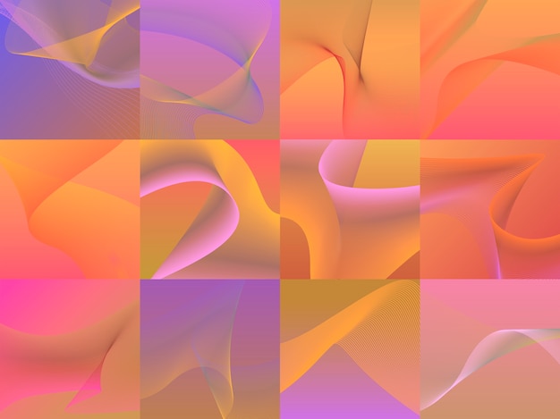 Conjunto de coloridas vibrantes gráficos de onda 3d