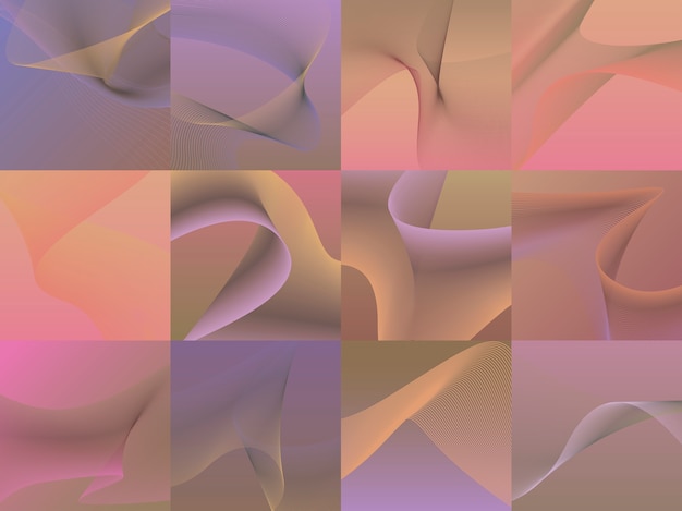 Conjunto de coloridas vibrantes gráficos de onda 3d