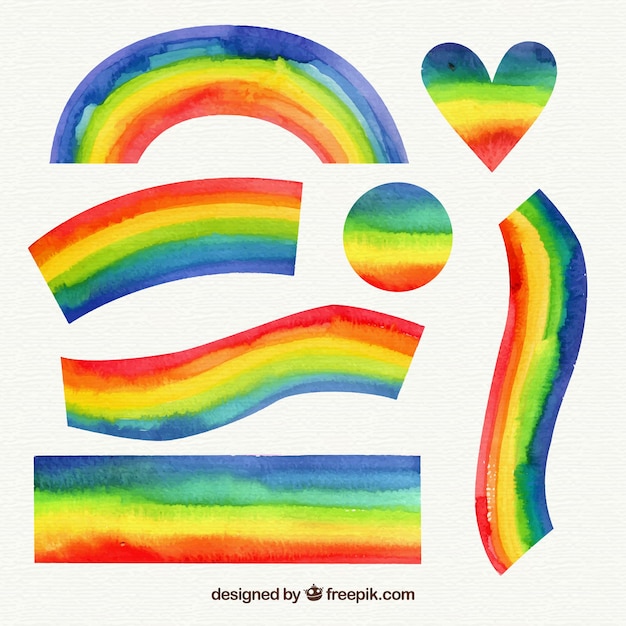 Conjunto colorido arcoiris