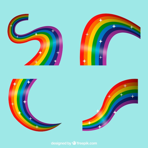 Conjunto colorido arcoiris