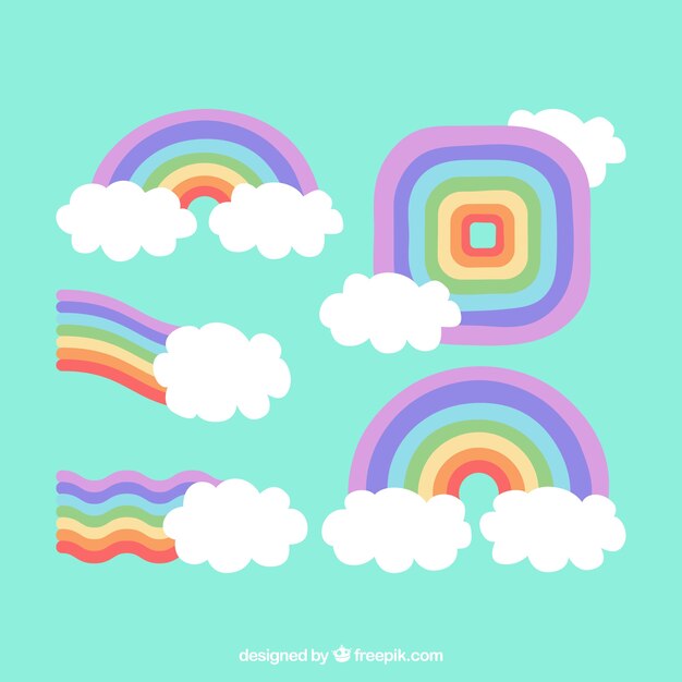 Conjunto colorido arcoiris