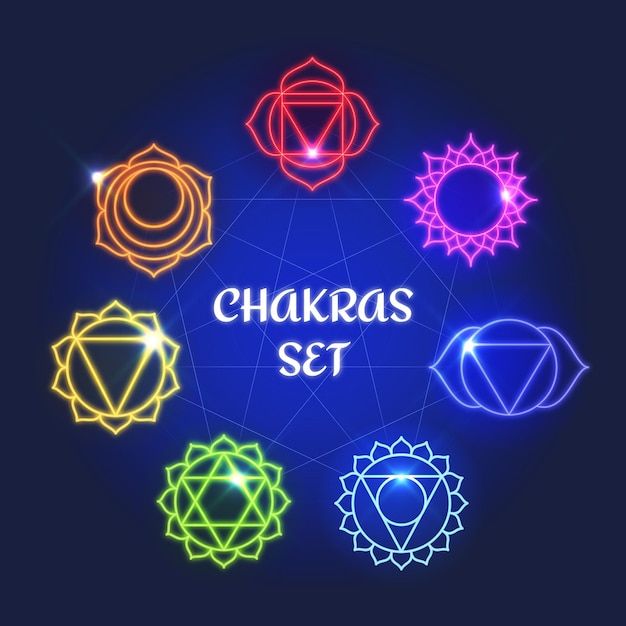 Vector gratuito conjunto colorido de chakras