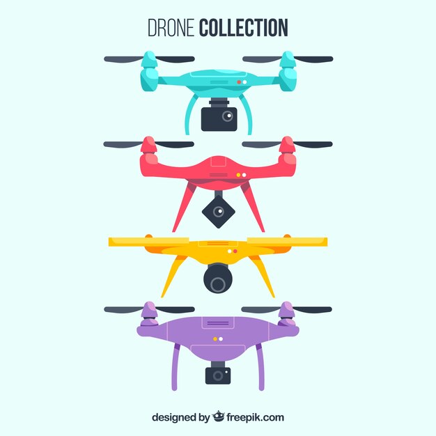 Vector gratuito conjunto colorido de drones modernos