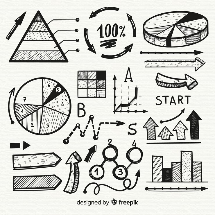 Vector gratuito conjunto colorido de elementos de infografía dibujados a mano