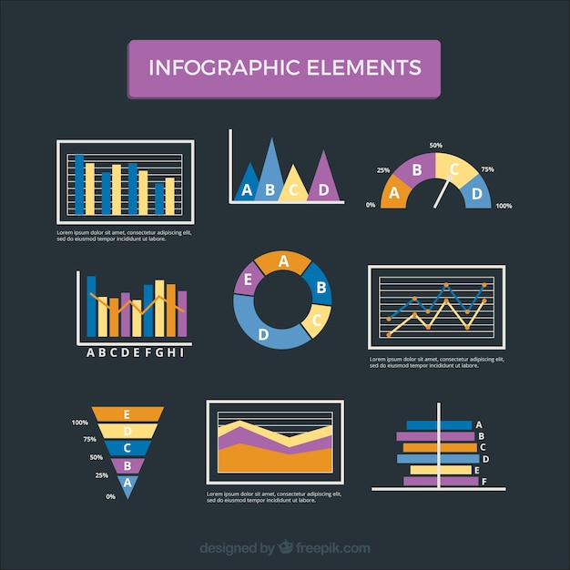 Vector gratuito conjunto colorido de elementos infográficos