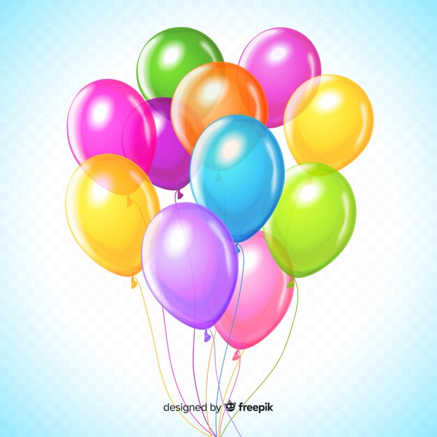 Conjunto colorido de globos de cumpleaños
