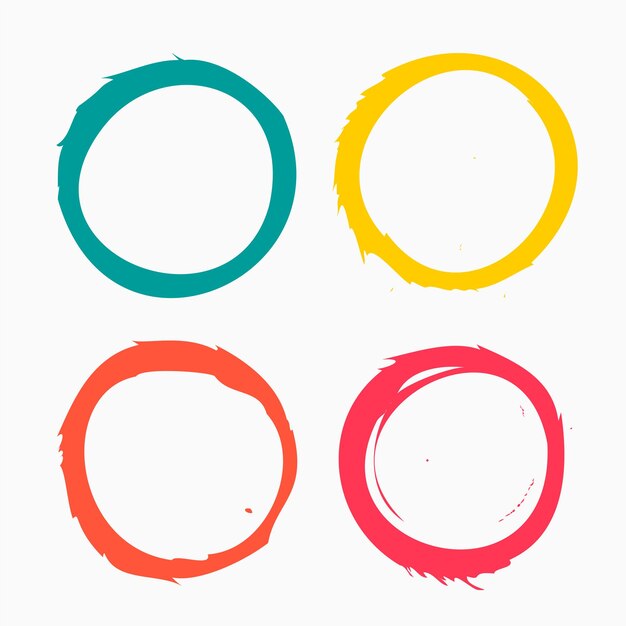 conjunto de colorido marco de forma circular grungy con vector de efecto grungy