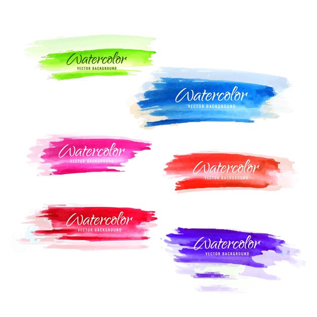 Conjunto colorido de pinceladas de acuarela
