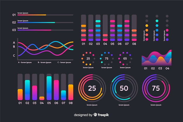 Vector gratuito conjunto colorido de plantilla de elementos gráficos