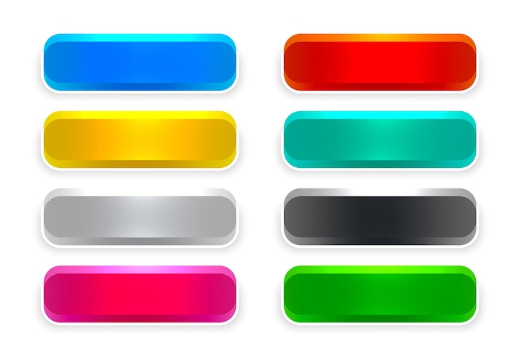 Vector gratuito conjunto de coloridos iconos de botones de aplicaciones web en forma de rectángulo