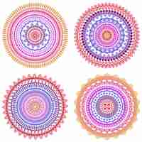 Vector gratuito conjunto de coloridos mandalas vectoriales