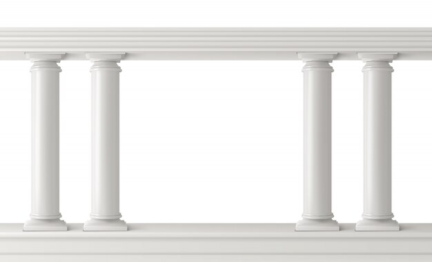Conjunto de columnas antiguas, barandilla de pilares con figuras