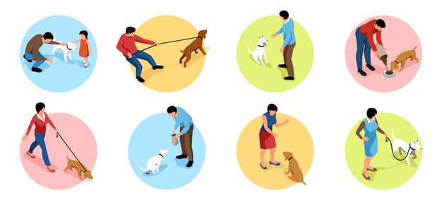 Conjunto de composiciones de dueño de perro