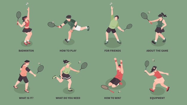 Conjunto de composiciones isométricas de bádminton