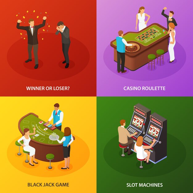 Conjunto de composiciones de juego de casino máquinas tragamonedas ruleta black jack