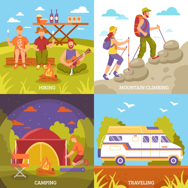 Conjunto de composiciones de recreación al aire libre