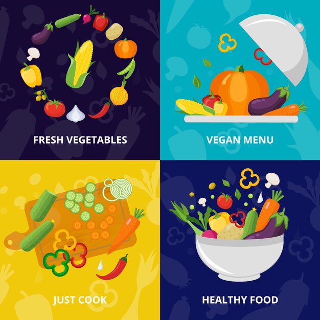 Conjunto de concepto aislado de verduras