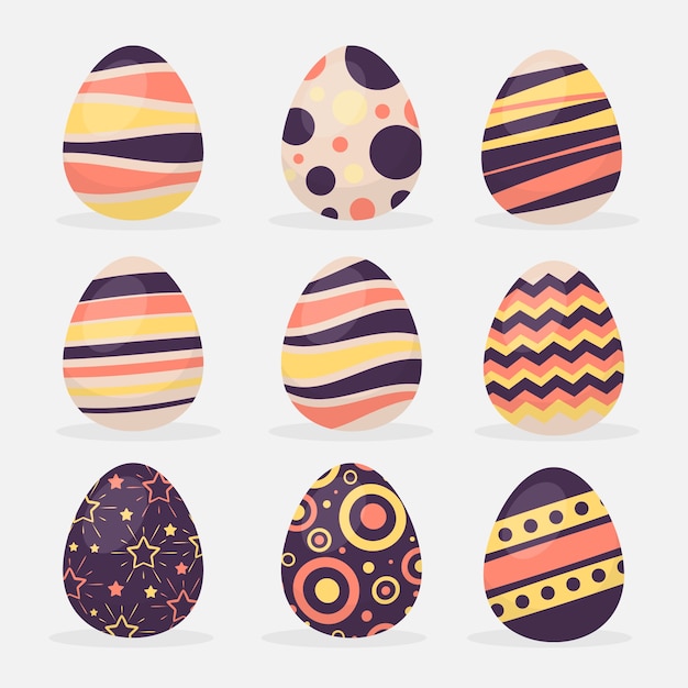 Conjunto de concepto de colección de huevos de pascua