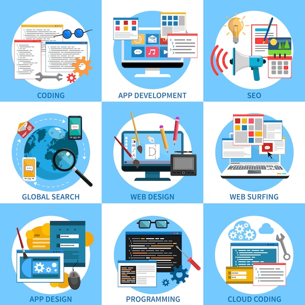 Conjunto de concepto de desarrollo web