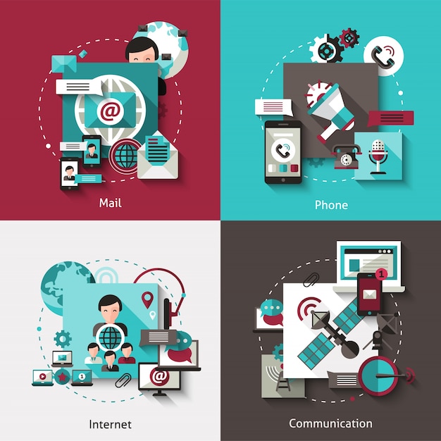 Conjunto de concepto de diseño de comunicación