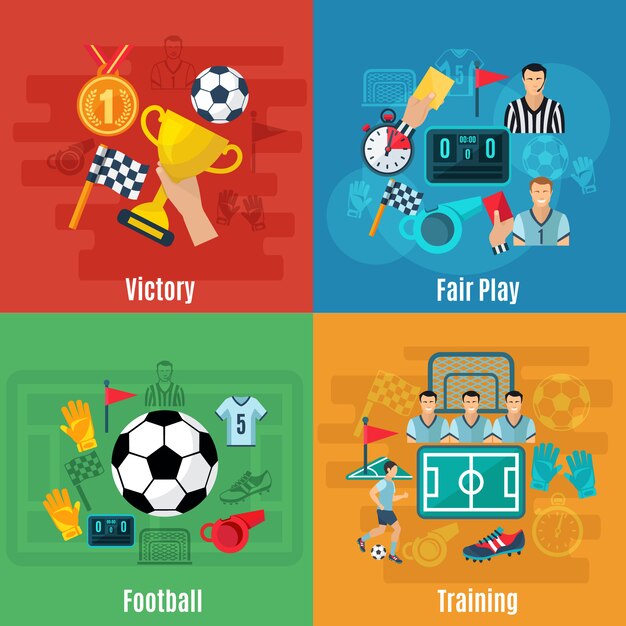 Conjunto de concepto de diseño de fútbol