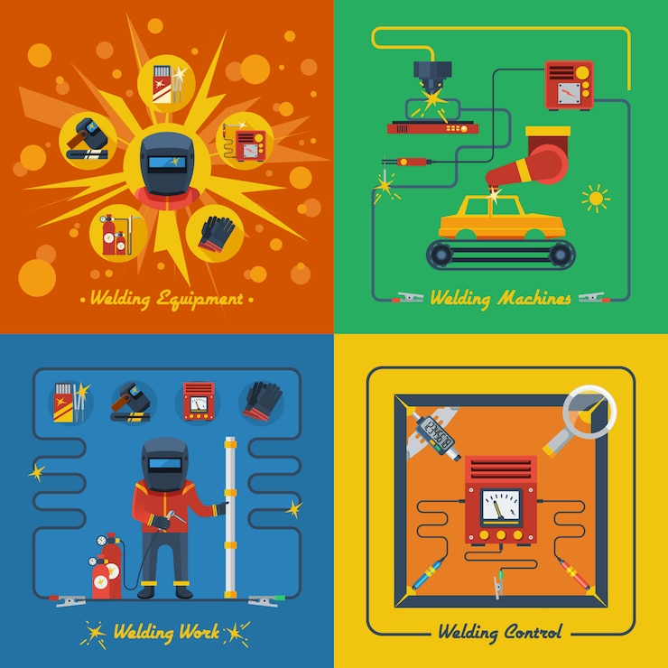 Vector gratuito conjunto de concepto de diseño de soldadura