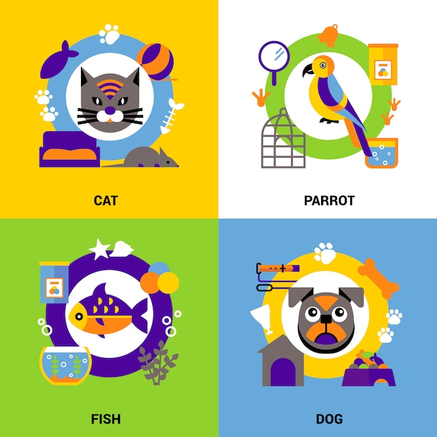 Conjunto de concepto de diseño veterinario