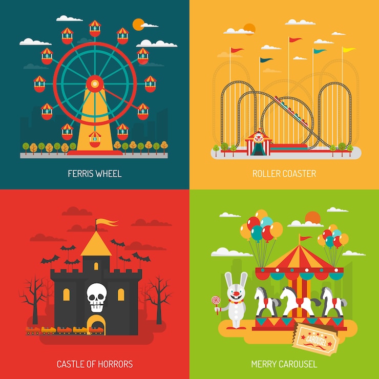 Vector gratuito conjunto de concepto de funfair