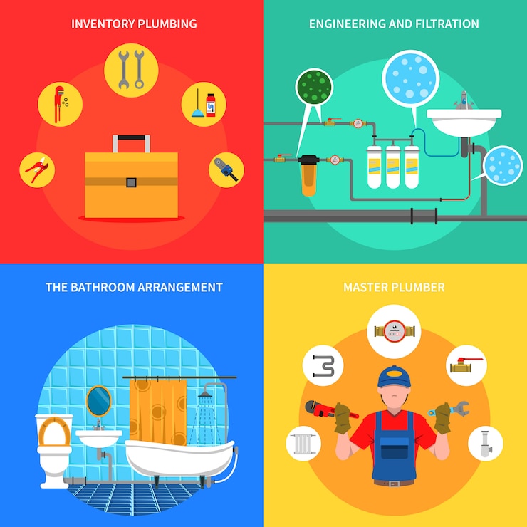 Vector gratuito conjunto de concepto de plomería