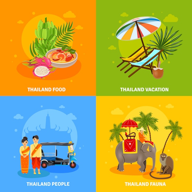 Conjunto de concepto de Tailandia