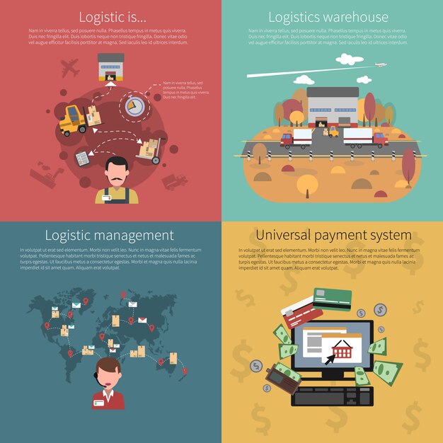 Conjunto de conceptos de diseño para logística.