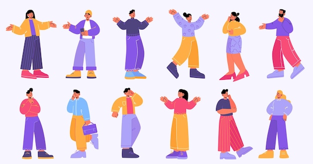 Conjunto de confusión de personajes de desconcierto de personas