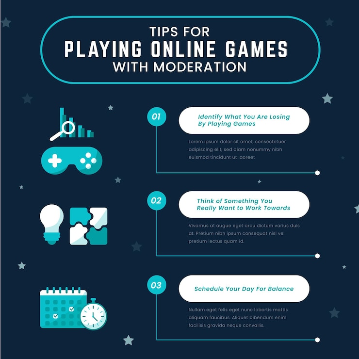 Vector gratuito conjunto de consejos para jugar juegos en línea con moderación