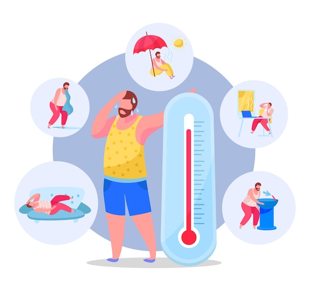 Vector gratuito conjunto de consejos para la prevención del golpe de calor en verano