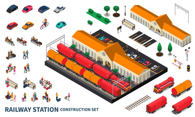 Conjunto de construcción de estación de ferrocarril