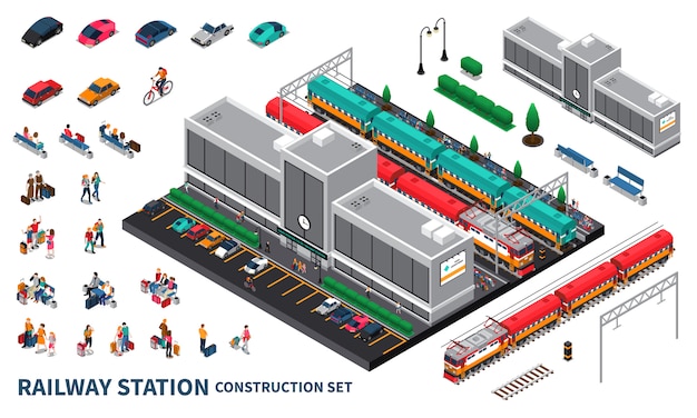 Conjunto de constructores de estaciones de ferrocarril