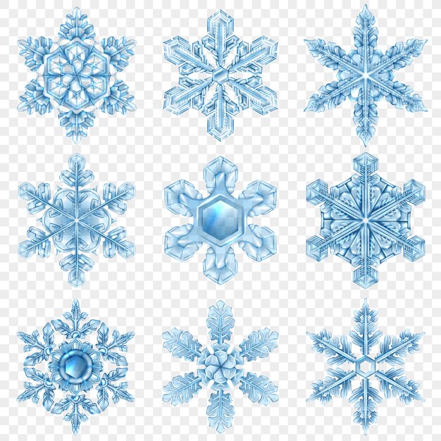 Conjunto de copo de nieve realista