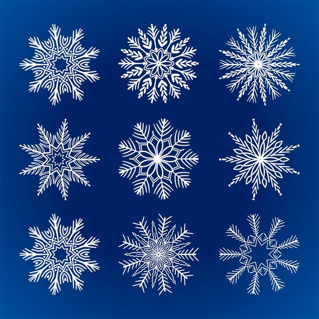 Conjunto de copos de nieve de fondo de Navidad