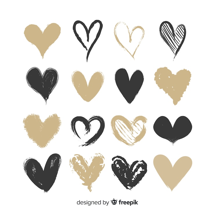 Vector gratuito conjunto de corazón dibujado a mano