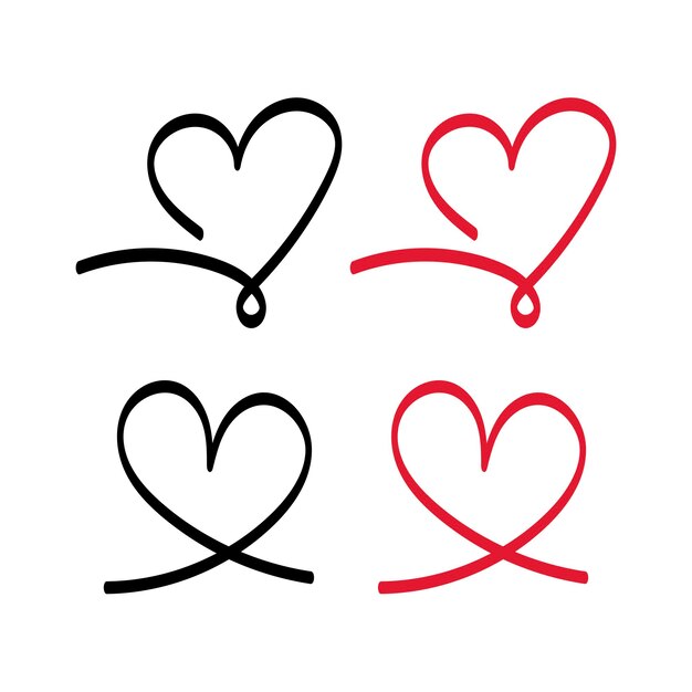 Conjunto de corazones al estilo de Doodle