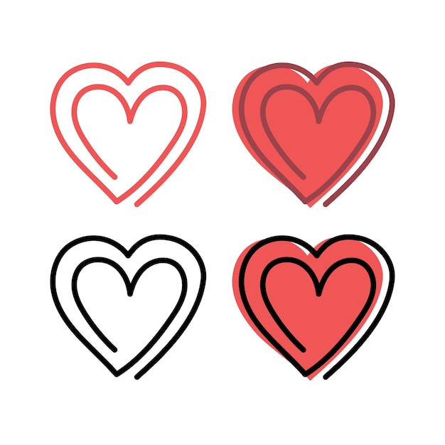 Conjunto de corazones dobles de Doodle