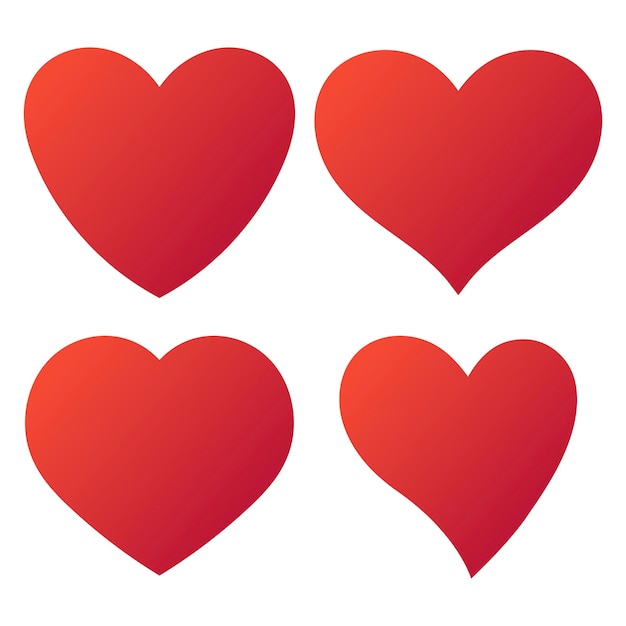 Un conjunto de corazones gradientes