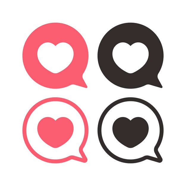 Conjunto de corazones del mensaje de círculo