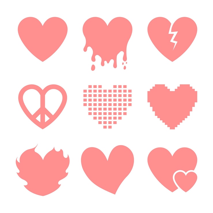 Vector gratuito conjunto de corazones pastel planos