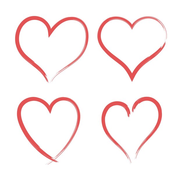 Conjunto de corazones pintados a mano